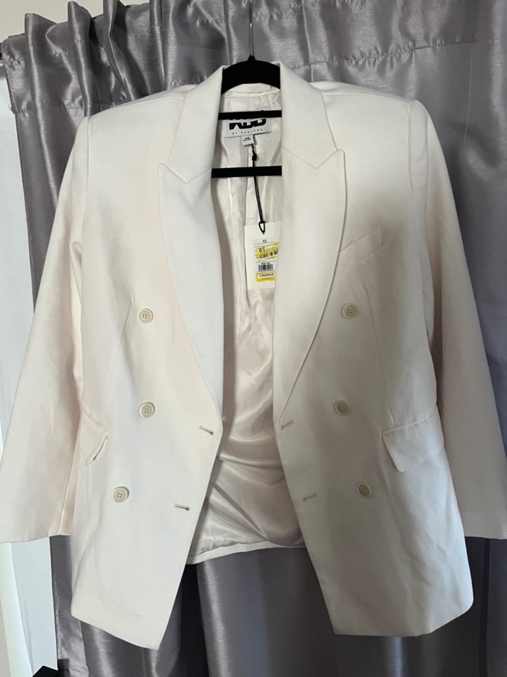 Structured Double-Breasted Cream Blazer